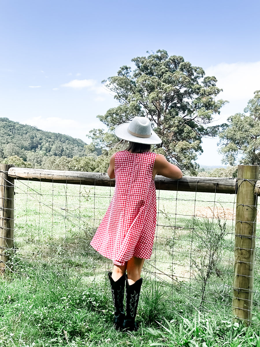 AVA GINGHAM DRESS - RED