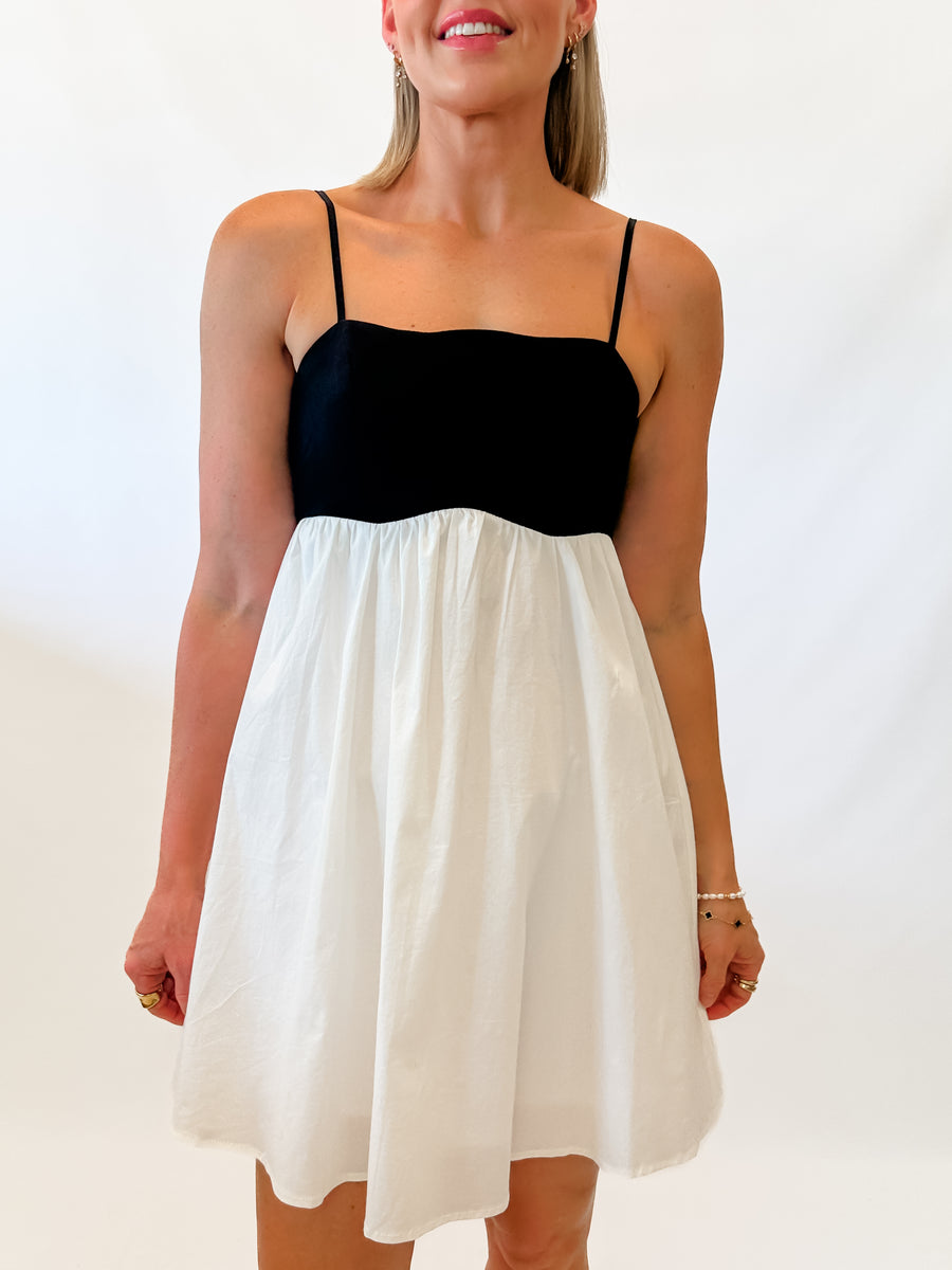 SCALLOP BABYDOLL MINI - BLACK/WHITE