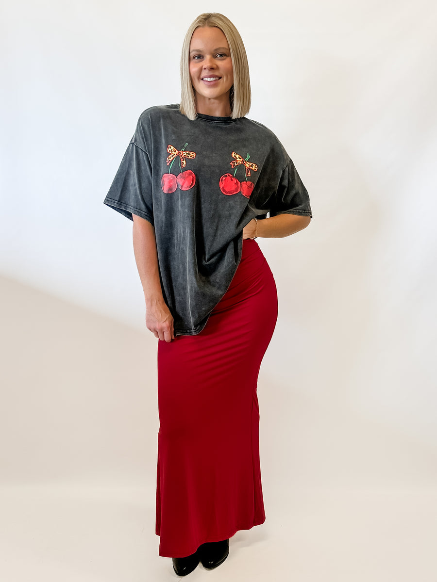 DALCA MAXI SKIRT - CHERRY RED