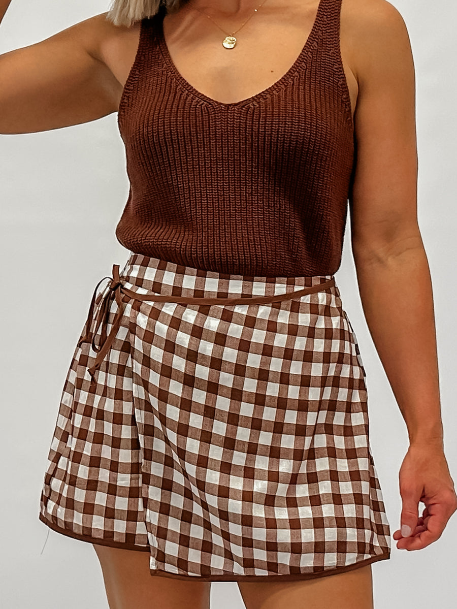 CALYPSO KNIT TANK - CHOCOLATE