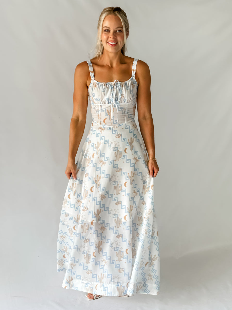 LYDIA DRESS - GREEK PRINT