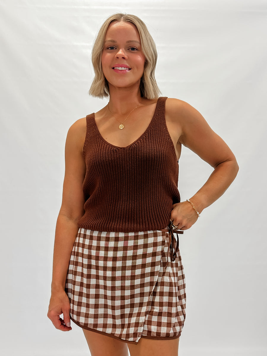 CALYPSO KNIT TANK - CHOCOLATE