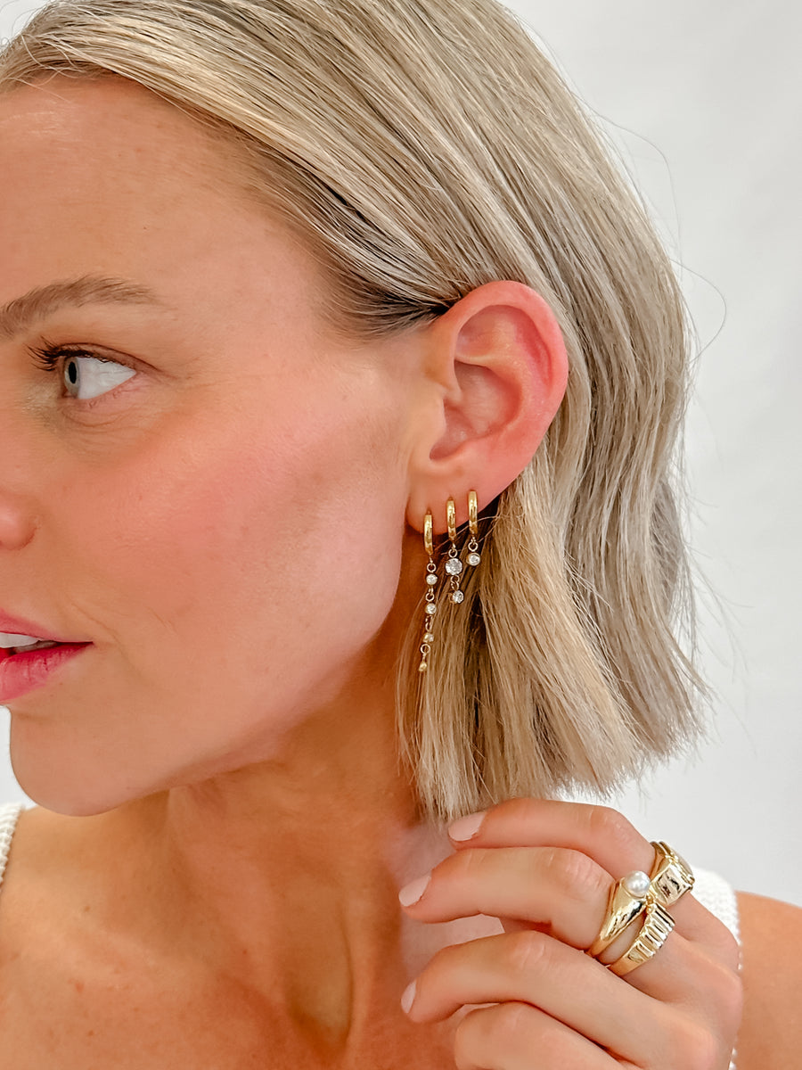 AMBER EARRINGS - SINGLE TIER - GOLD