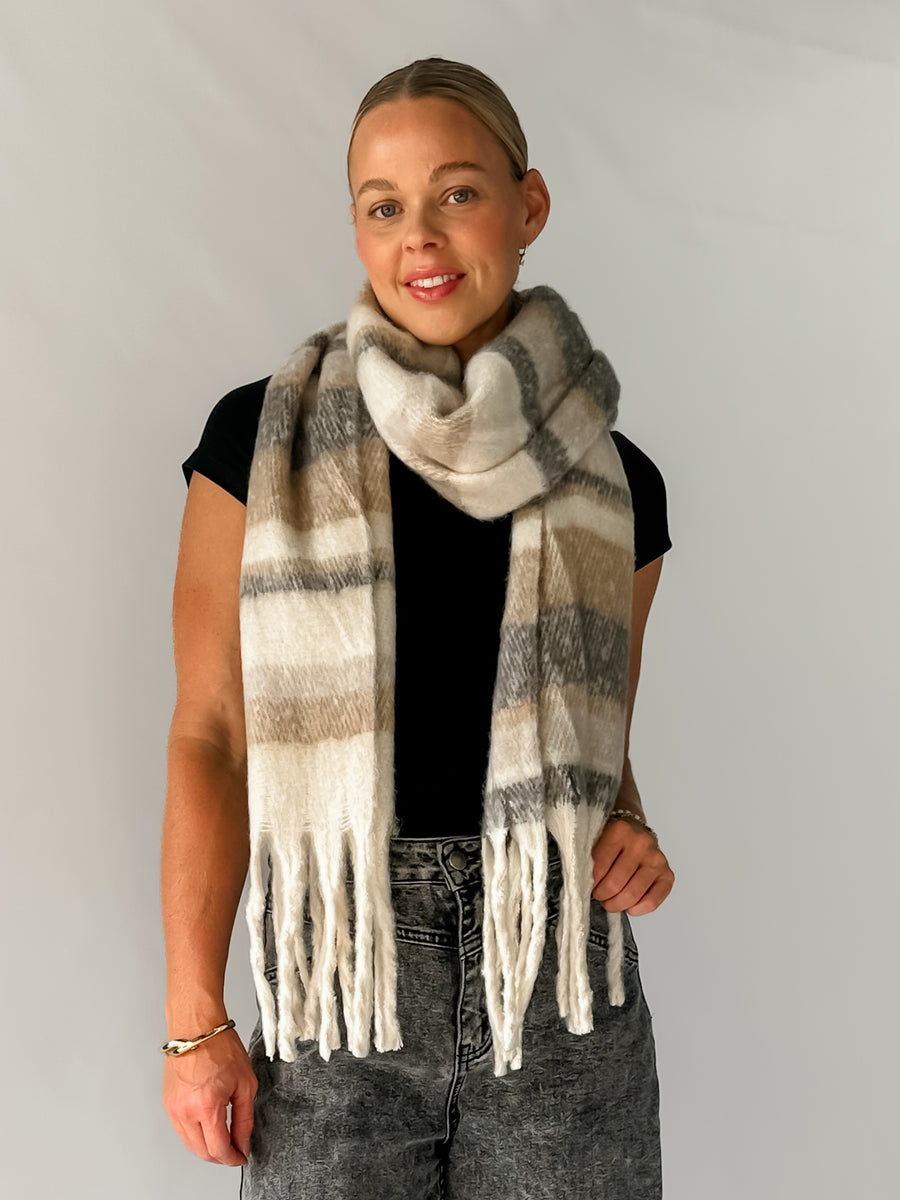LANA RAYÉ SCARF- NEUTRAL STRIPE