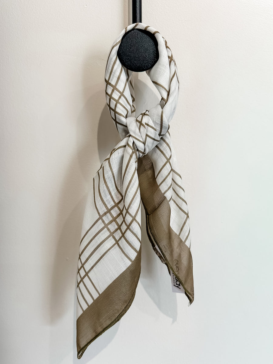 CHECKERED PRINT BANDANA - TAUPE