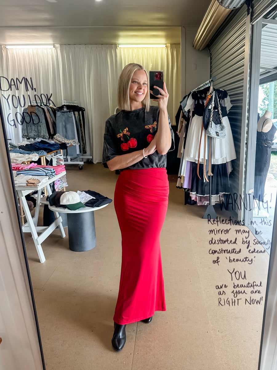 DALCA MAXI SKIRT - CHERRY RED