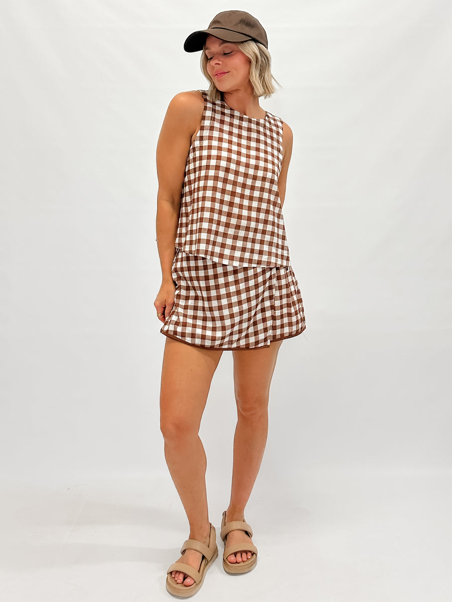 PRIMROSE TOP - CHOCOLATE CHECK