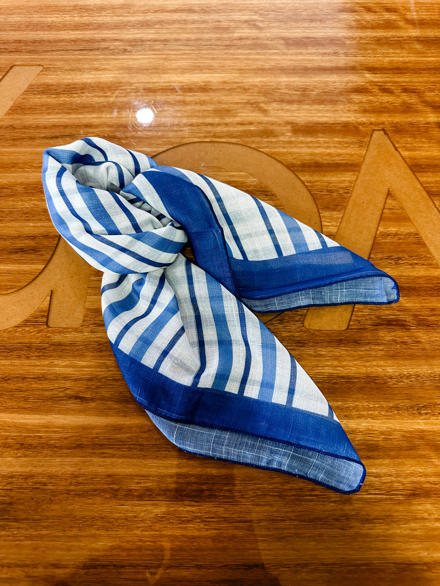 CHECKERED PRINT BANDANA - OCEAN BLUE