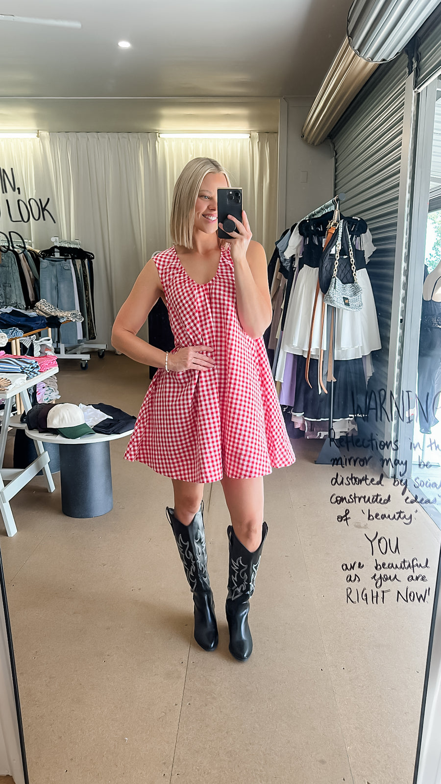 AVA GINGHAM DRESS - RED