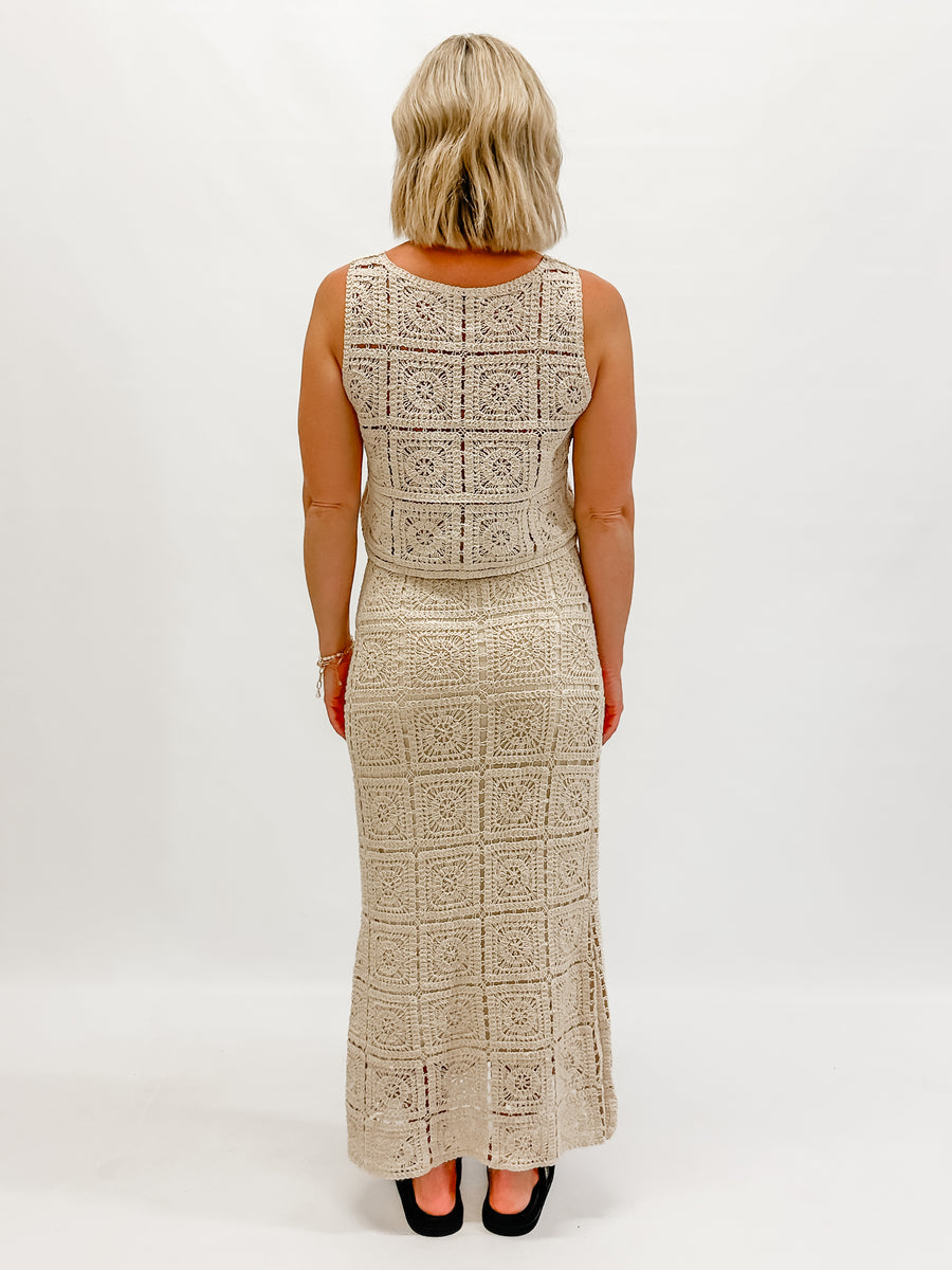 SOLANA CROCHET MAXI SKIRT - NATURAL