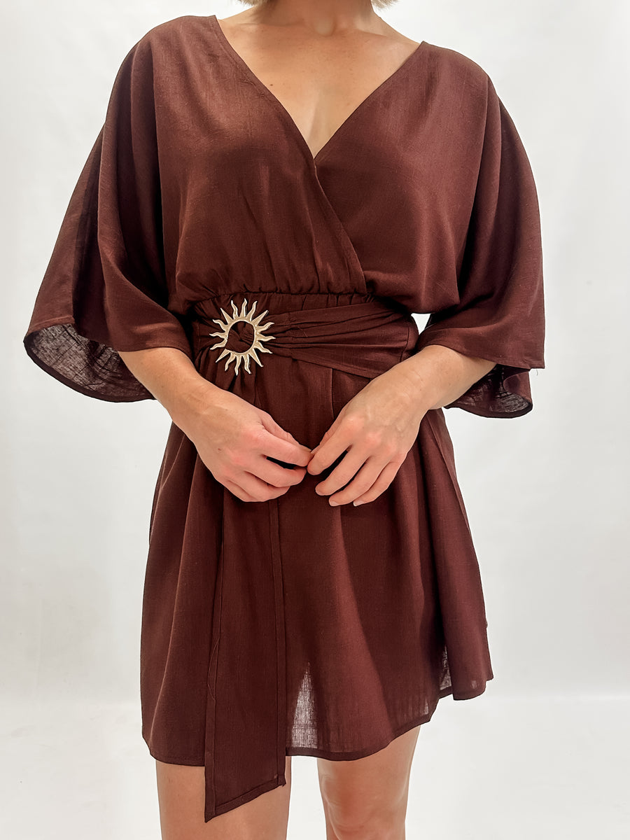 AURORA KAFTAN DRESS - CHOCOLATE