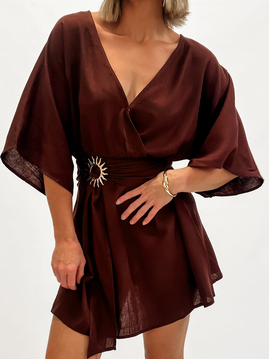 AURORA KAFTAN DRESS - CHOCOLATE