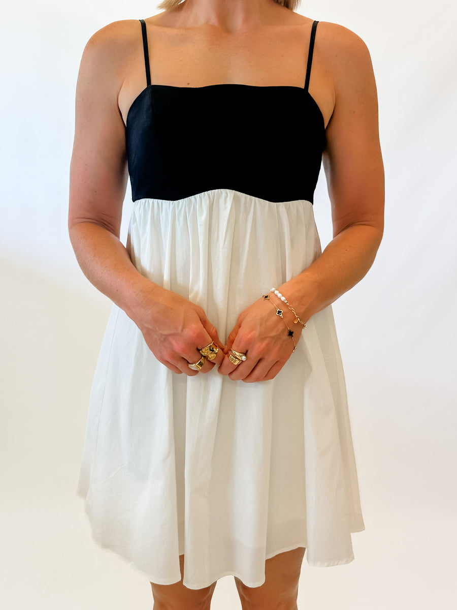 SCALLOP BABYDOLL MINI - BLACK/WHITE