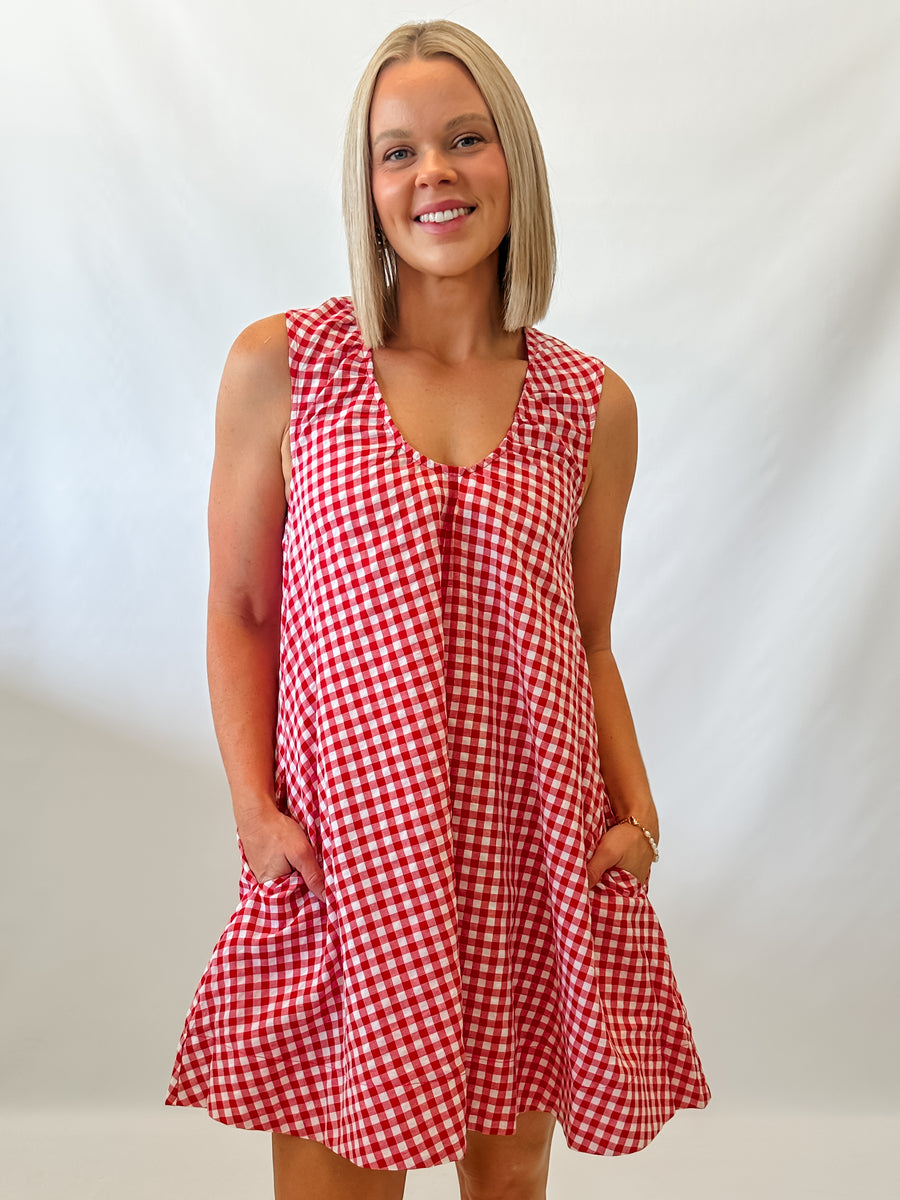 AVA GINGHAM DRESS - RED