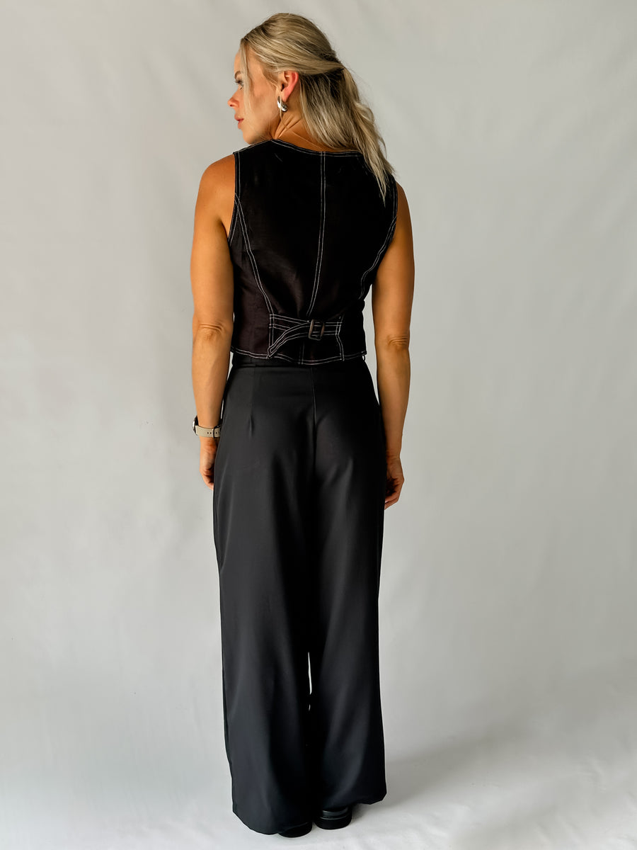 KATIE VEST TOP - BLACK