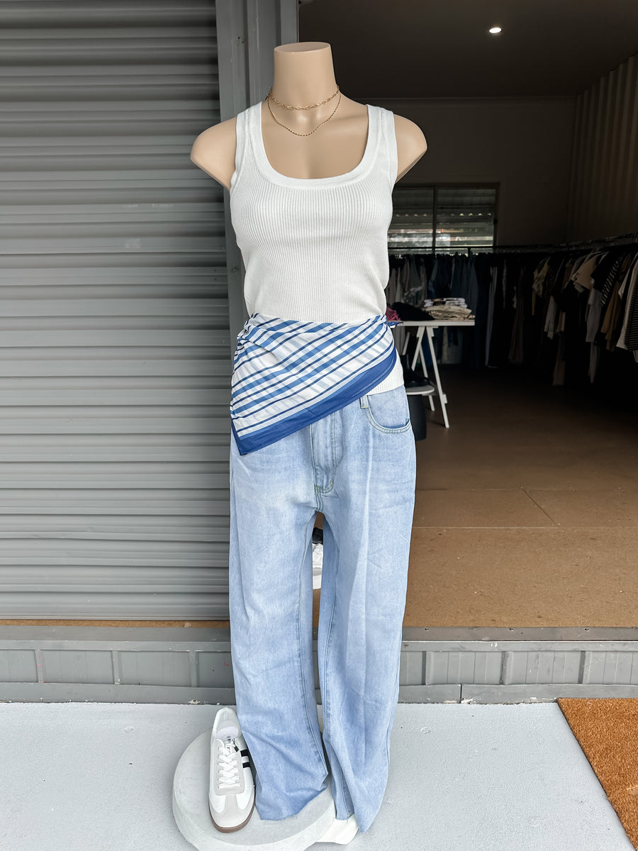 CHECKERED PRINT BANDANA - OCEAN BLUE