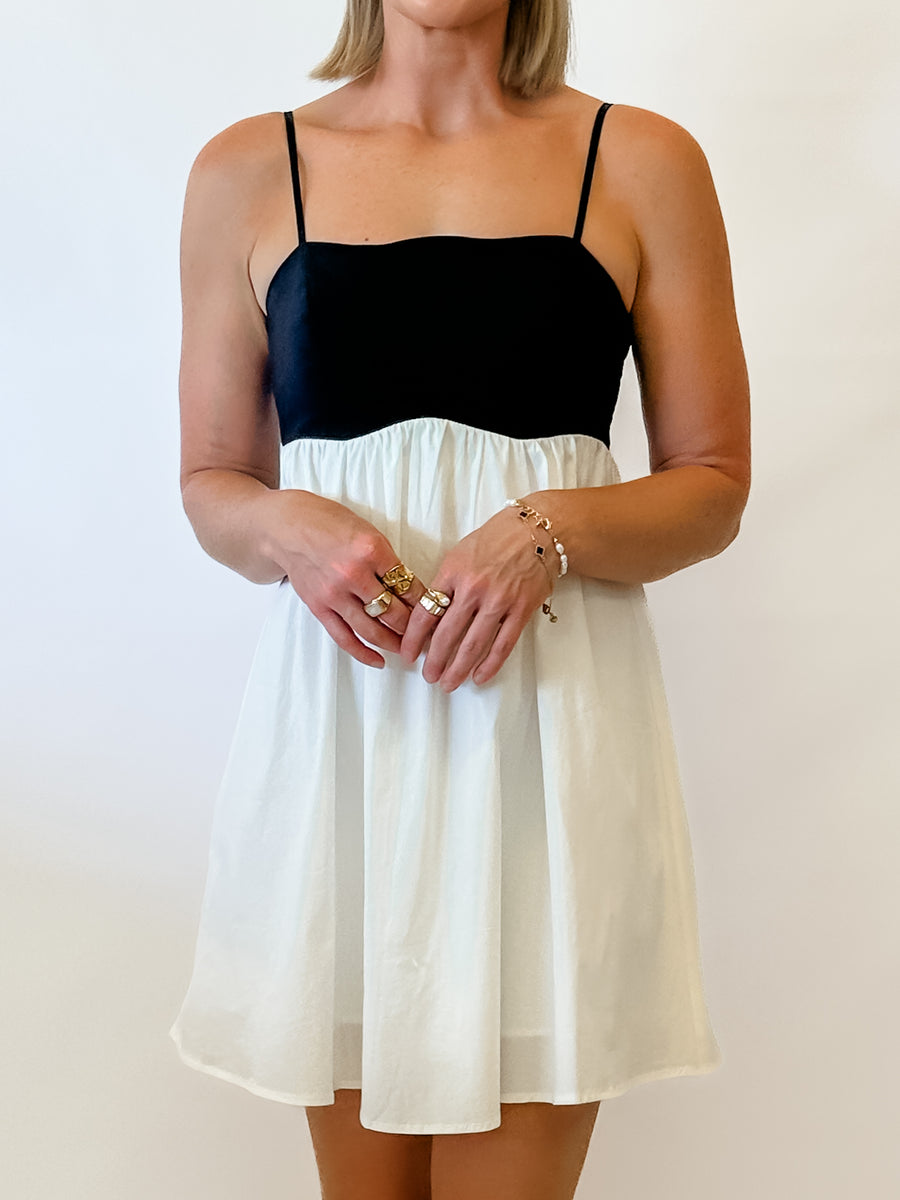 SCALLOP BABYDOLL MINI - BLACK/WHITE