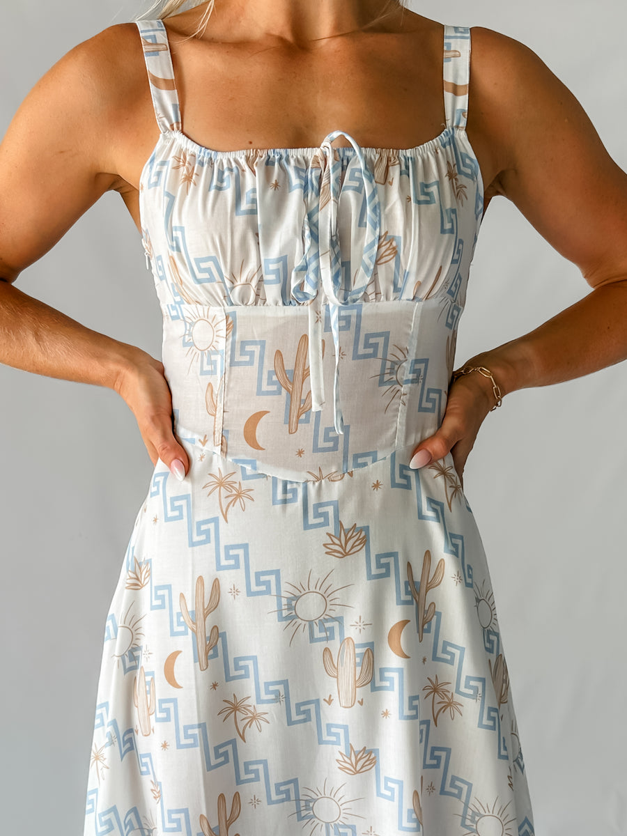 LYDIA DRESS - GREEK PRINT