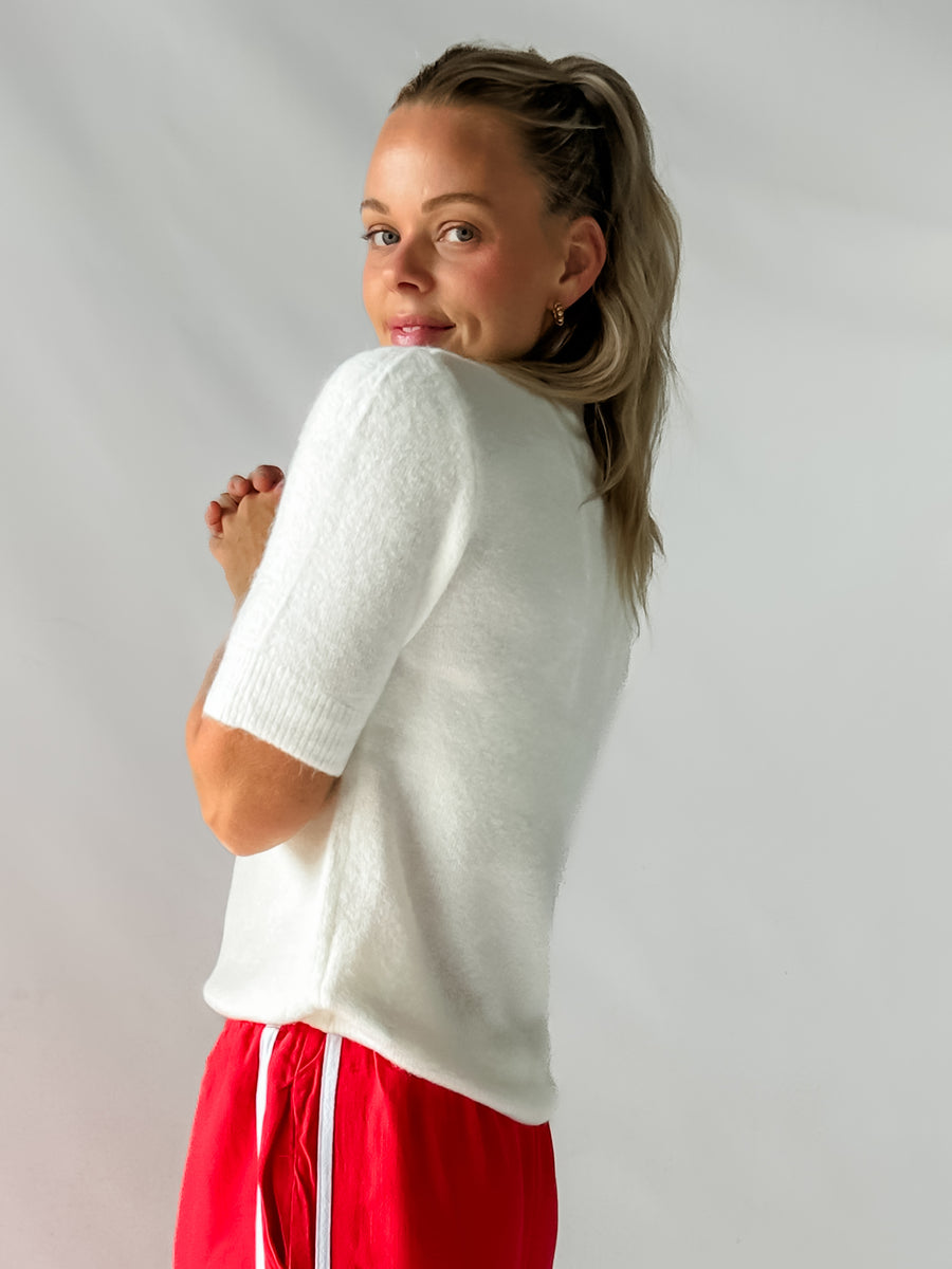 YASMIN KNITTED TEE - WINTER WHITE