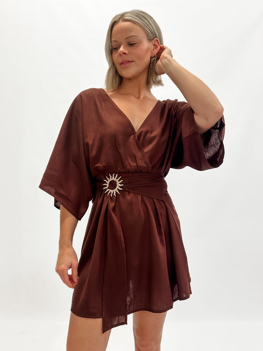 AURORA KAFTAN DRESS - CHOCOLATE