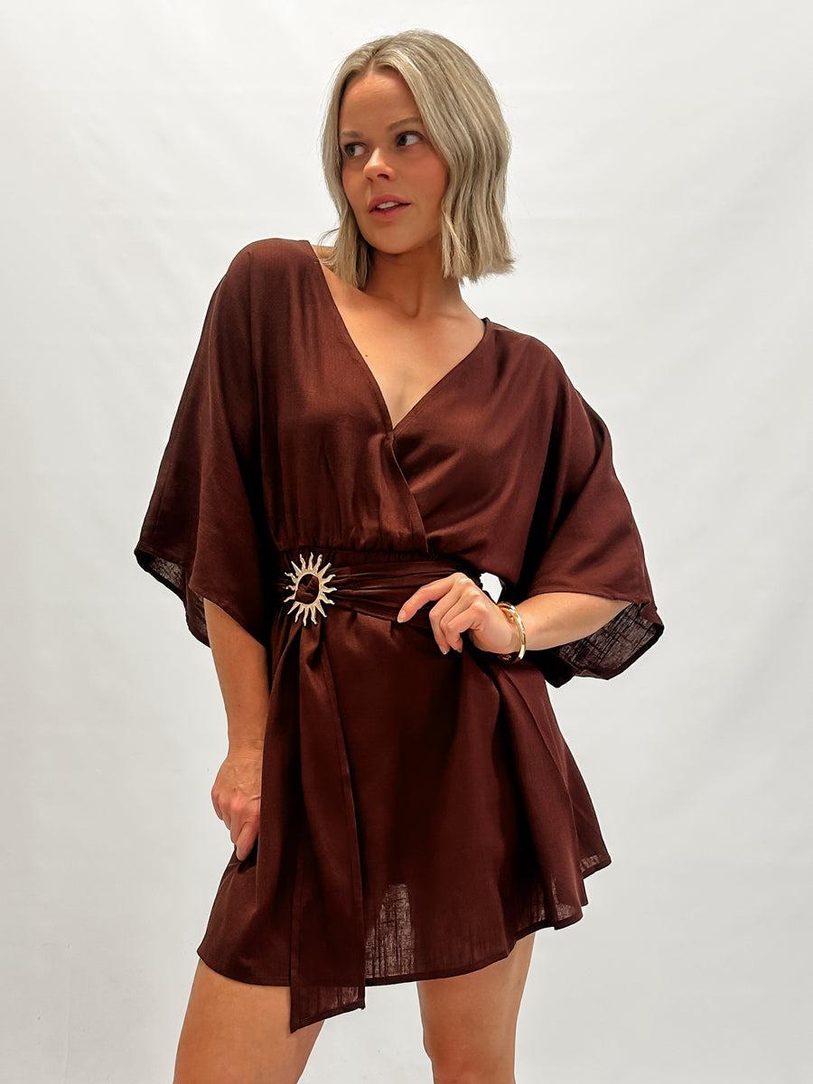 AURORA KAFTAN DRESS - CHOCOLATE