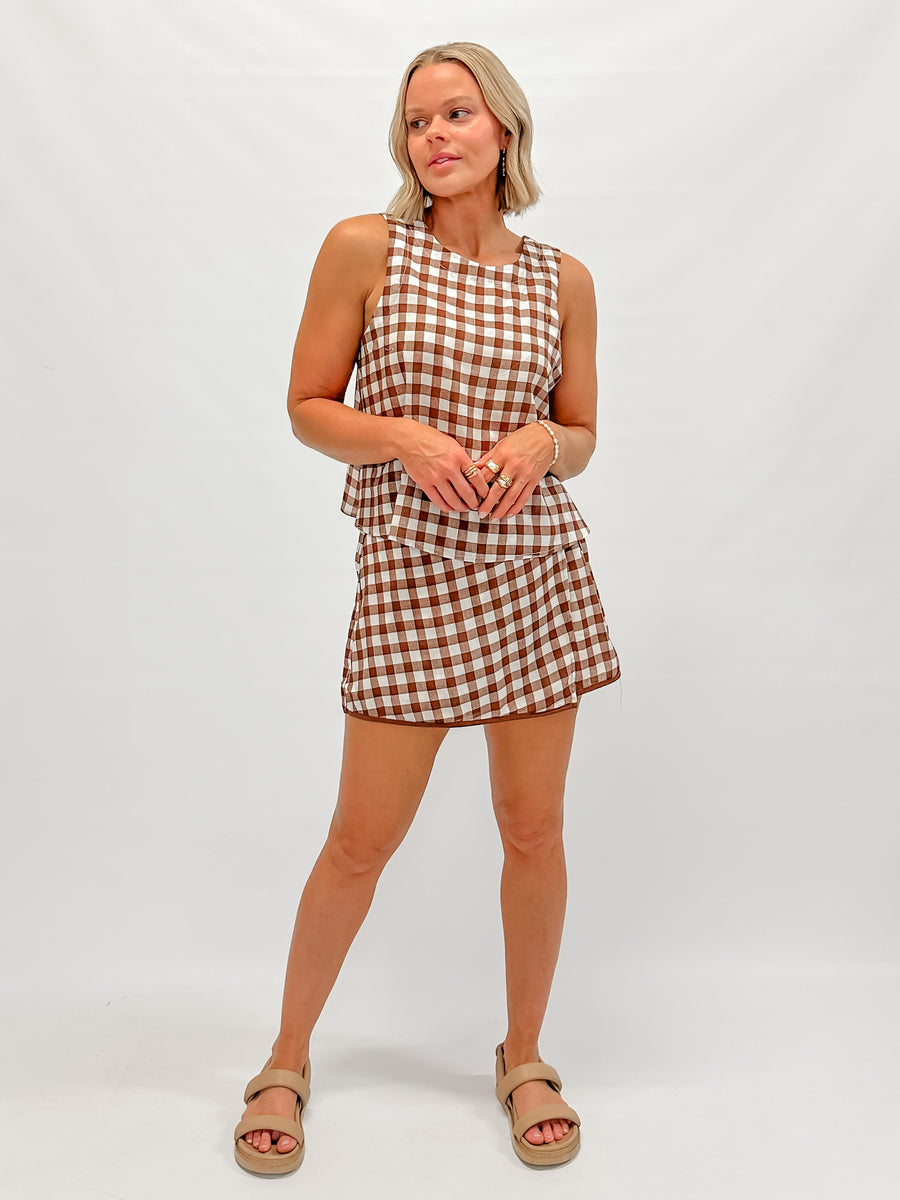 PRIMROSE TOP - CHOCOLATE CHECK