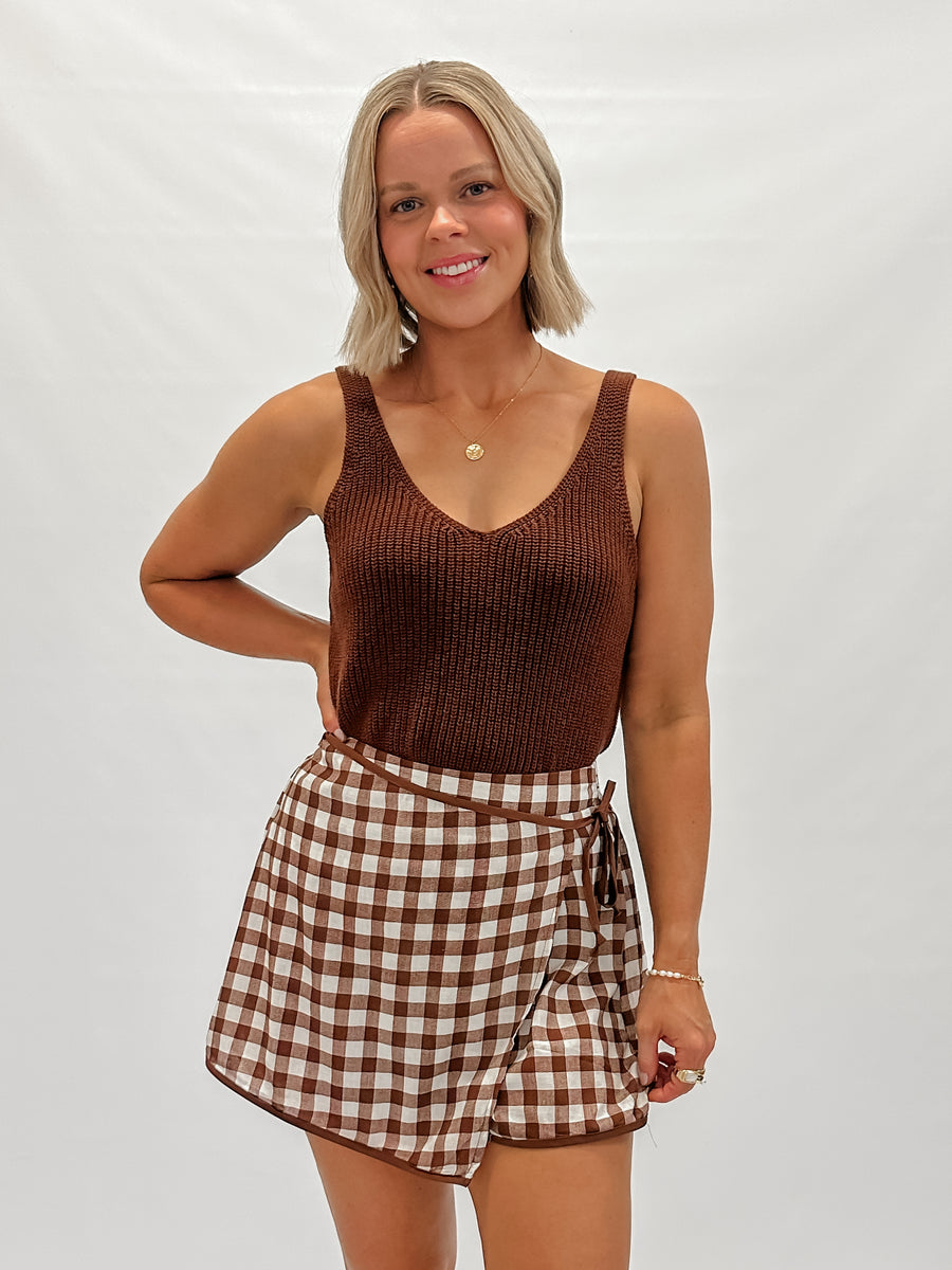 CALYPSO KNIT TANK - CHOCOLATE