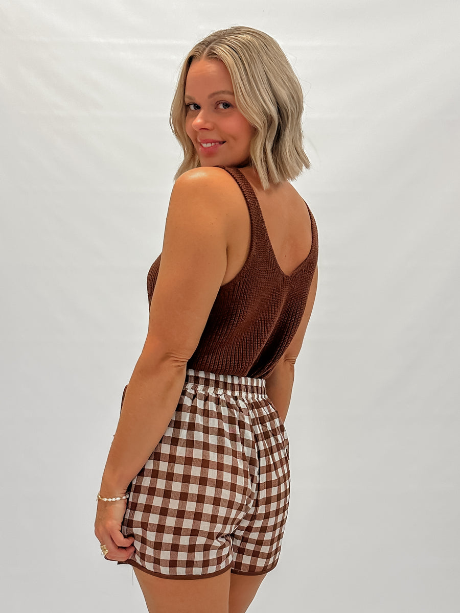 CALYPSO KNIT TANK - CHOCOLATE