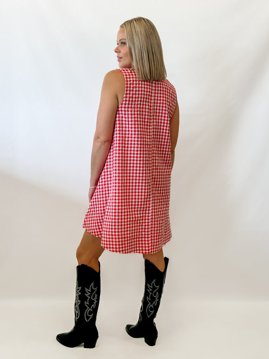 AVA GINGHAM DRESS - RED