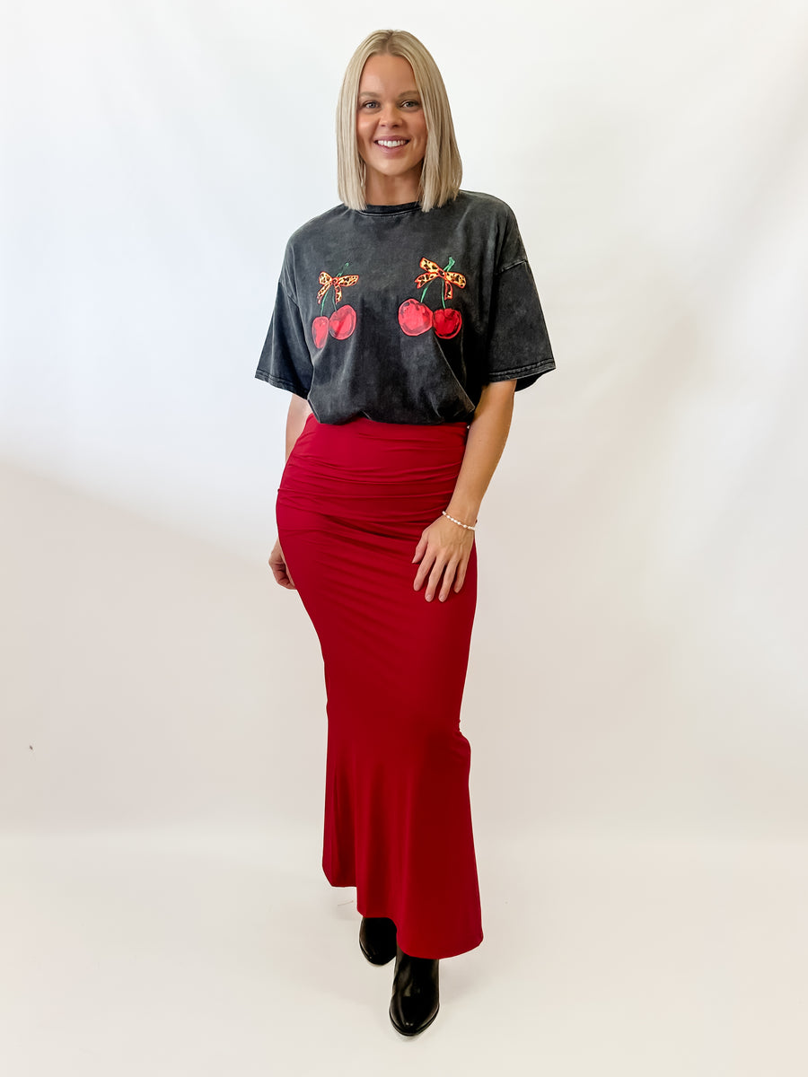 DALCA MAXI SKIRT - CHERRY RED