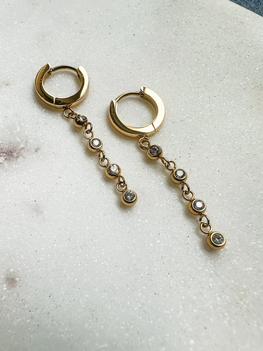 AMBER EARRINGS - 4 TIER - GOLD
