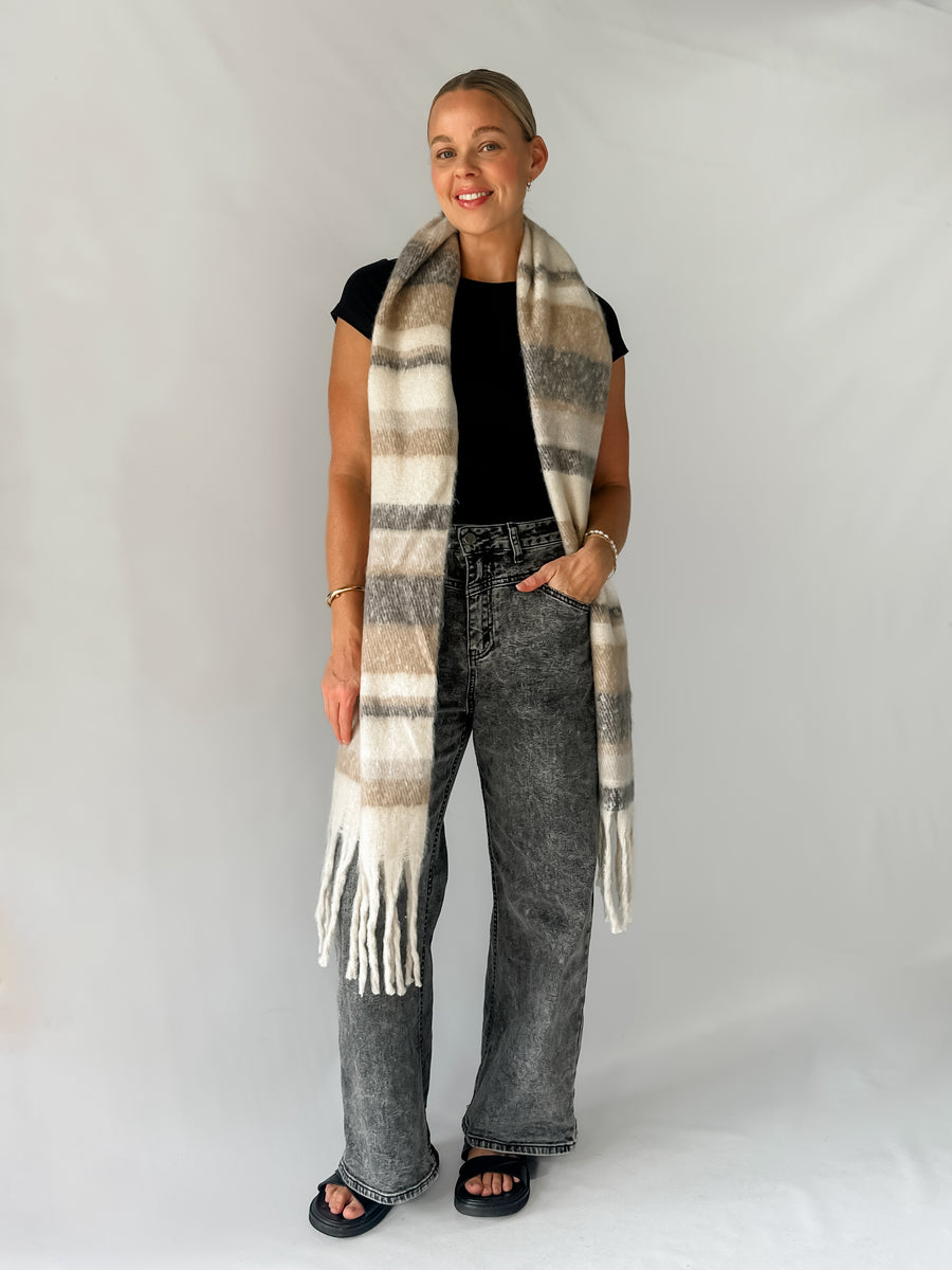 LANA RAYÉ SCARF- NEUTRAL STRIPE
