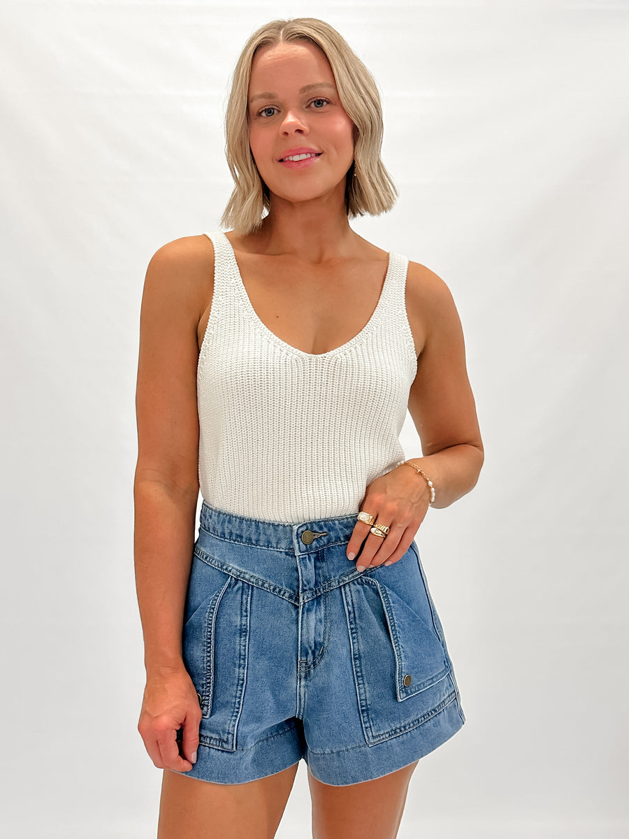 CALYPSO KNIT TANK - WHITE