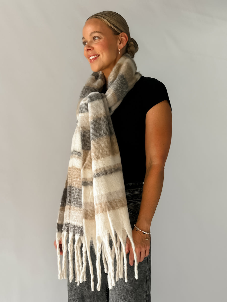 LANA RAYÉ SCARF- NEUTRAL STRIPE