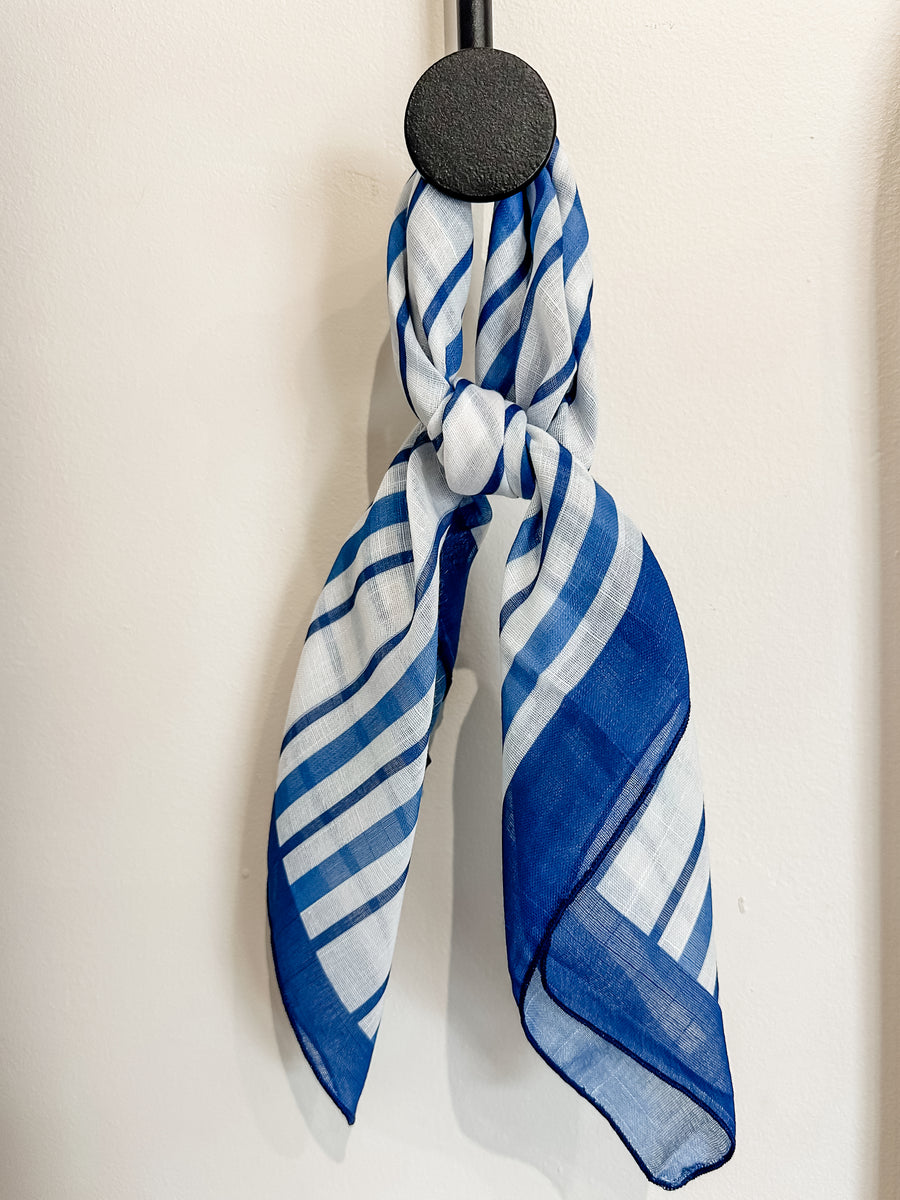CHECKERED PRINT BANDANA - OCEAN BLUE