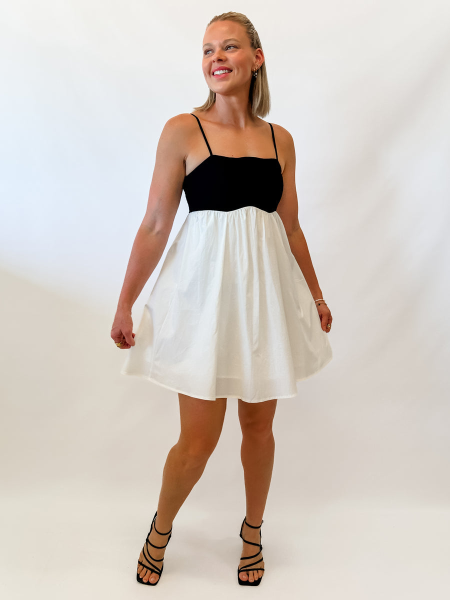 SCALLOP BABYDOLL MINI - BLACK/WHITE