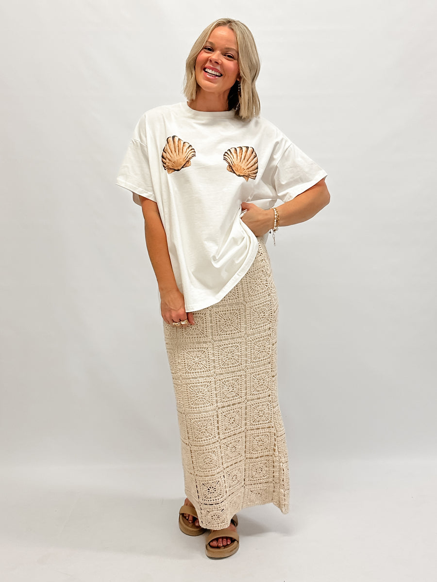 SOLANA CROCHET MAXI SKIRT - NATURAL