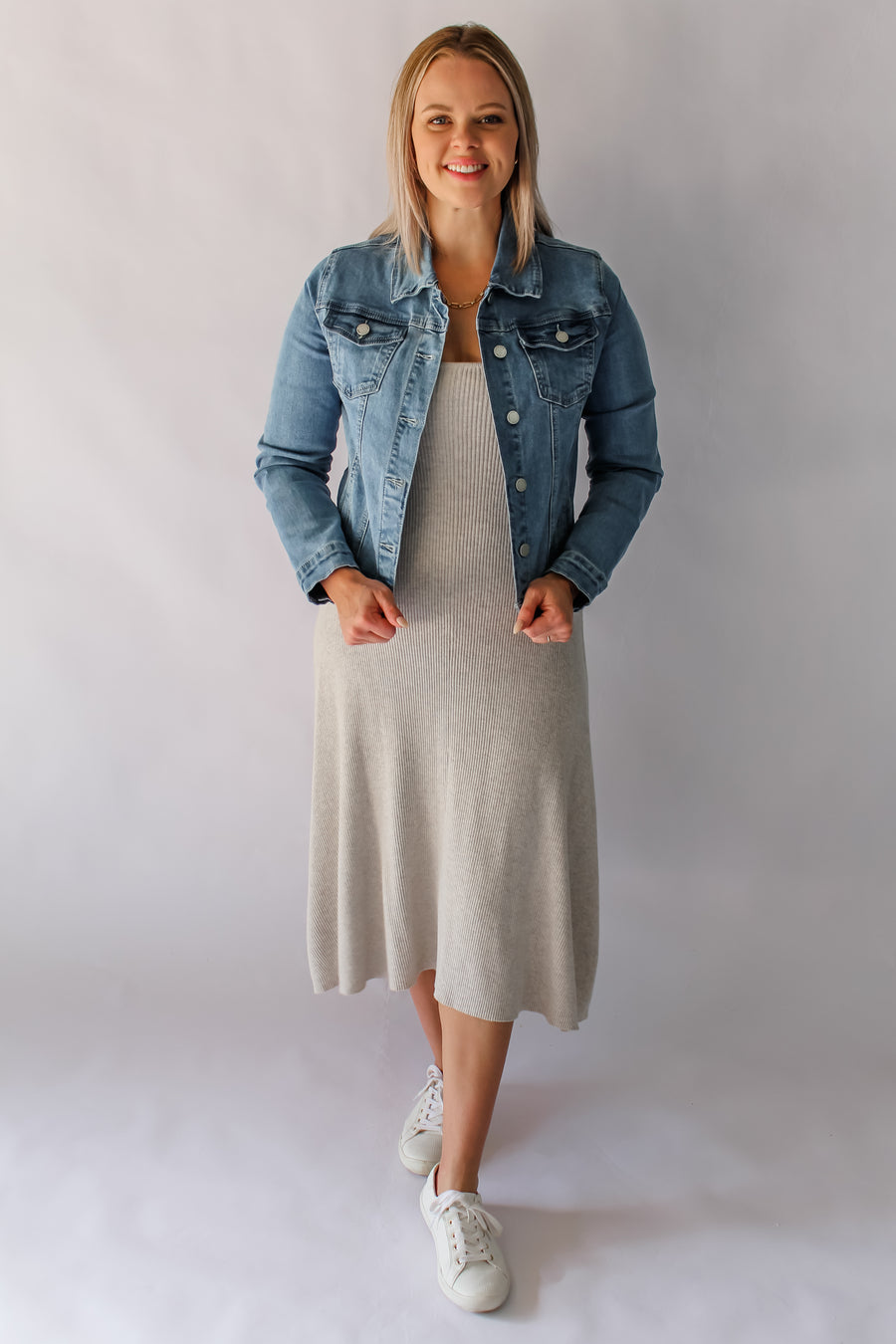 DARCEY DENIM JACKET - MID BLUE